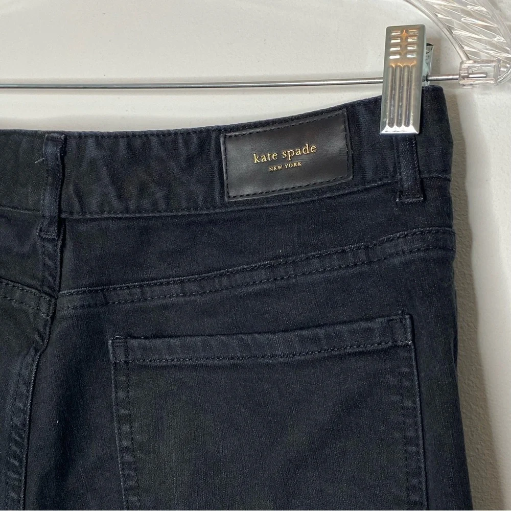 Kate Spade High Rise Broome Street Straight Leg Cropped Frayed Hem Jeans